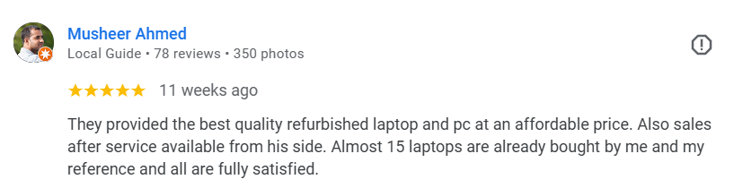 Customer Review Musheer Ahmad